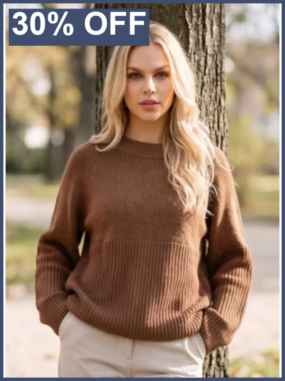 Women's Oversized Chunky Knit Crewneck Sweater Acrylic Polyamide Pullover